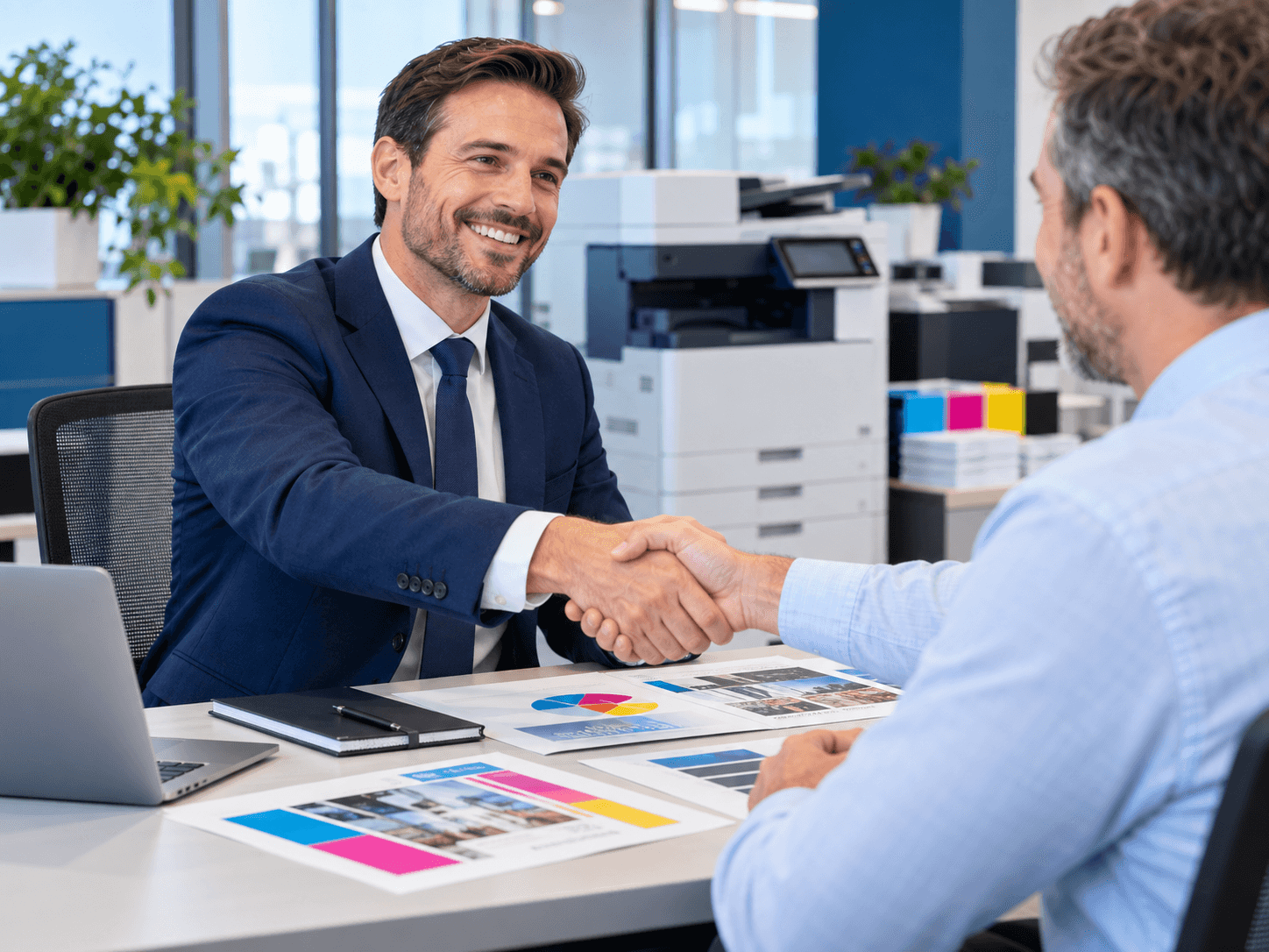 VOXDATA advisor greeting a client
