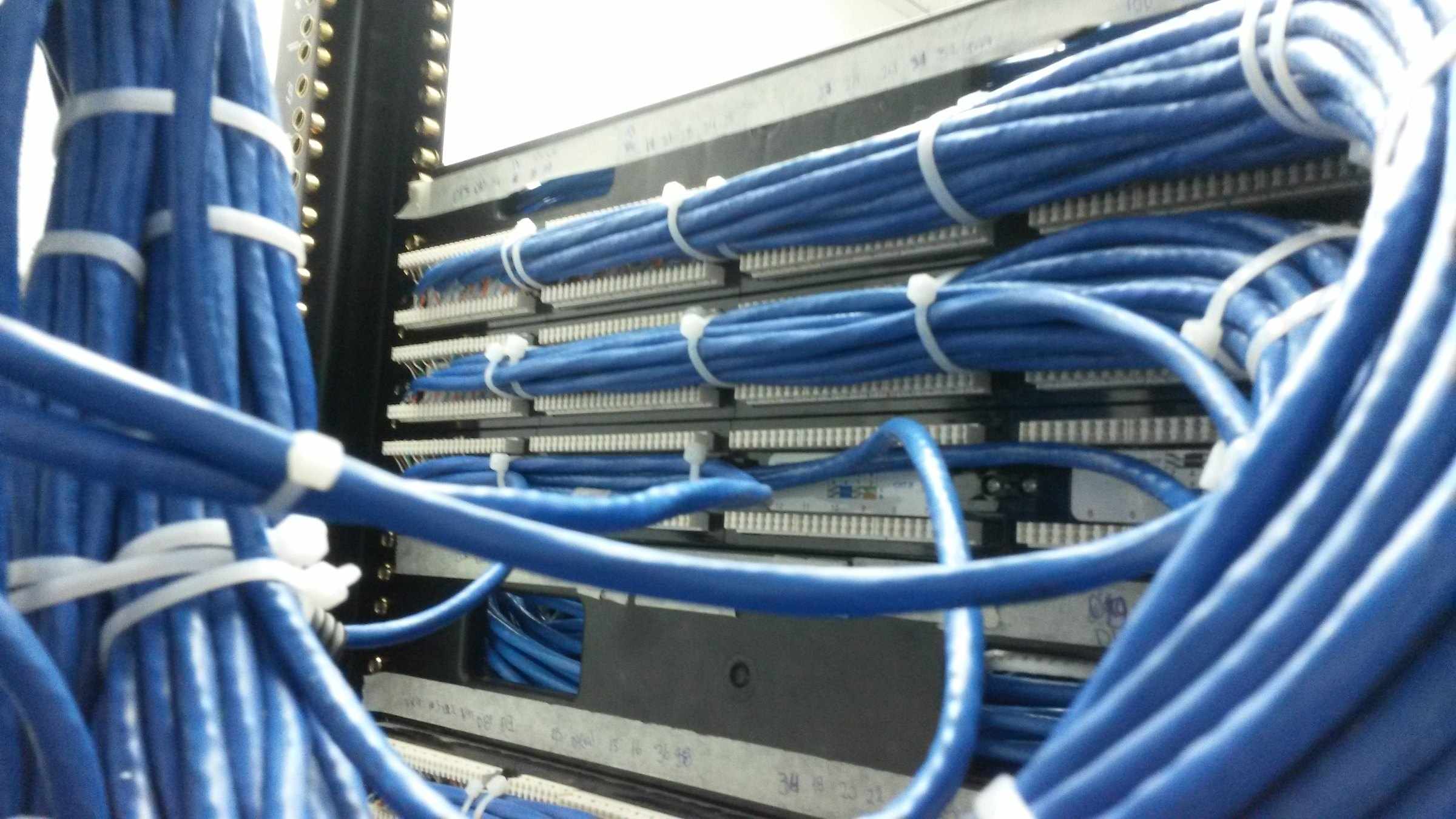 Rack with neatly dressed structured cabling