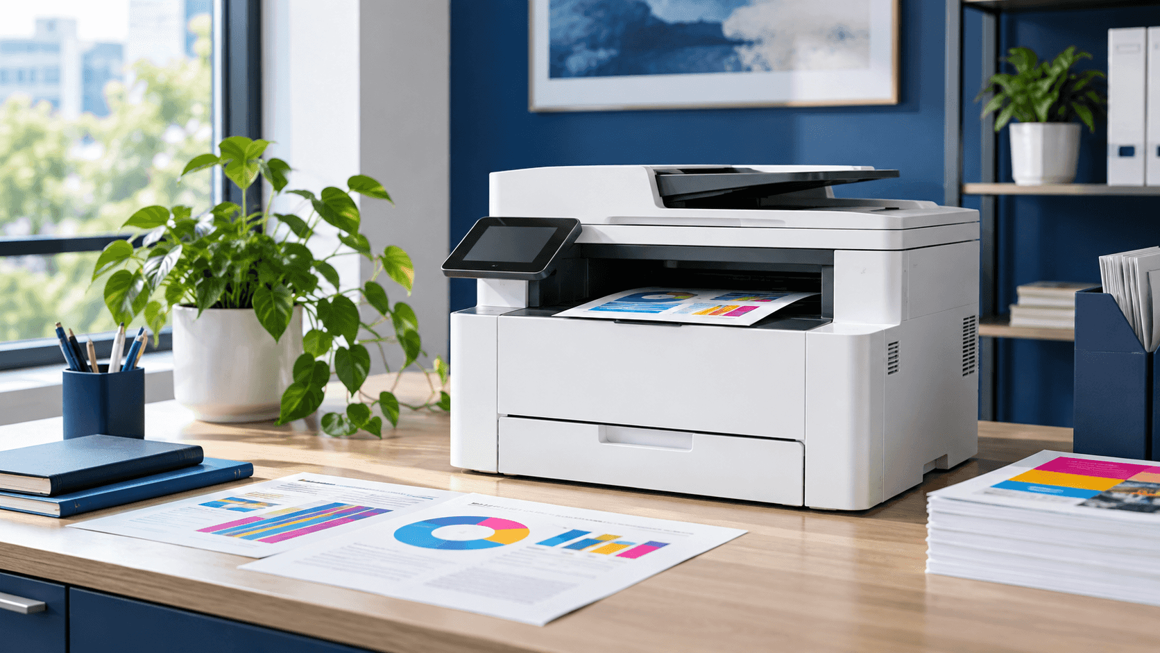 Desktop multifunction printer in an office