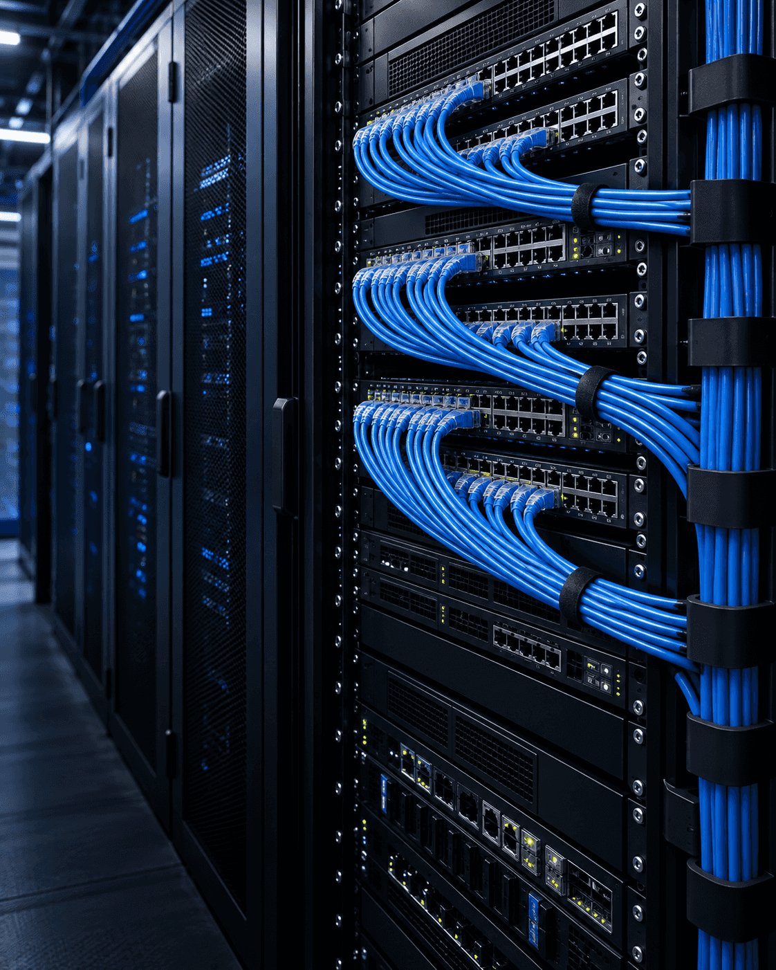 Rack with structured cabling