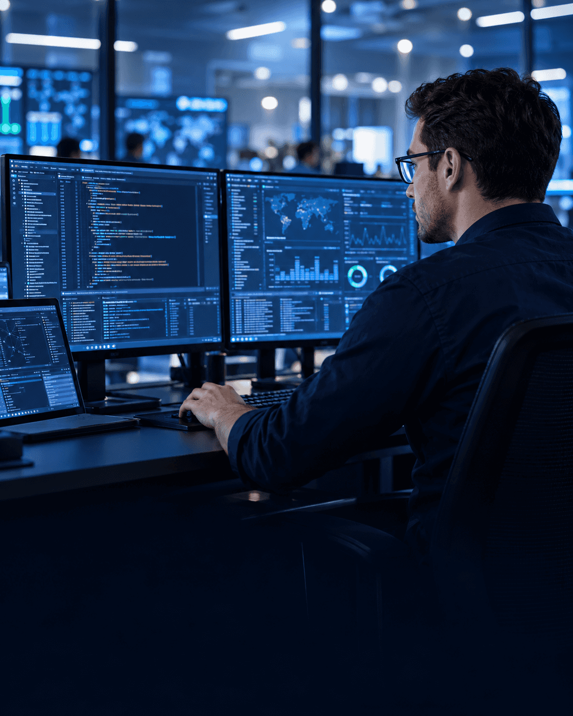 IT support engineer at a workstation