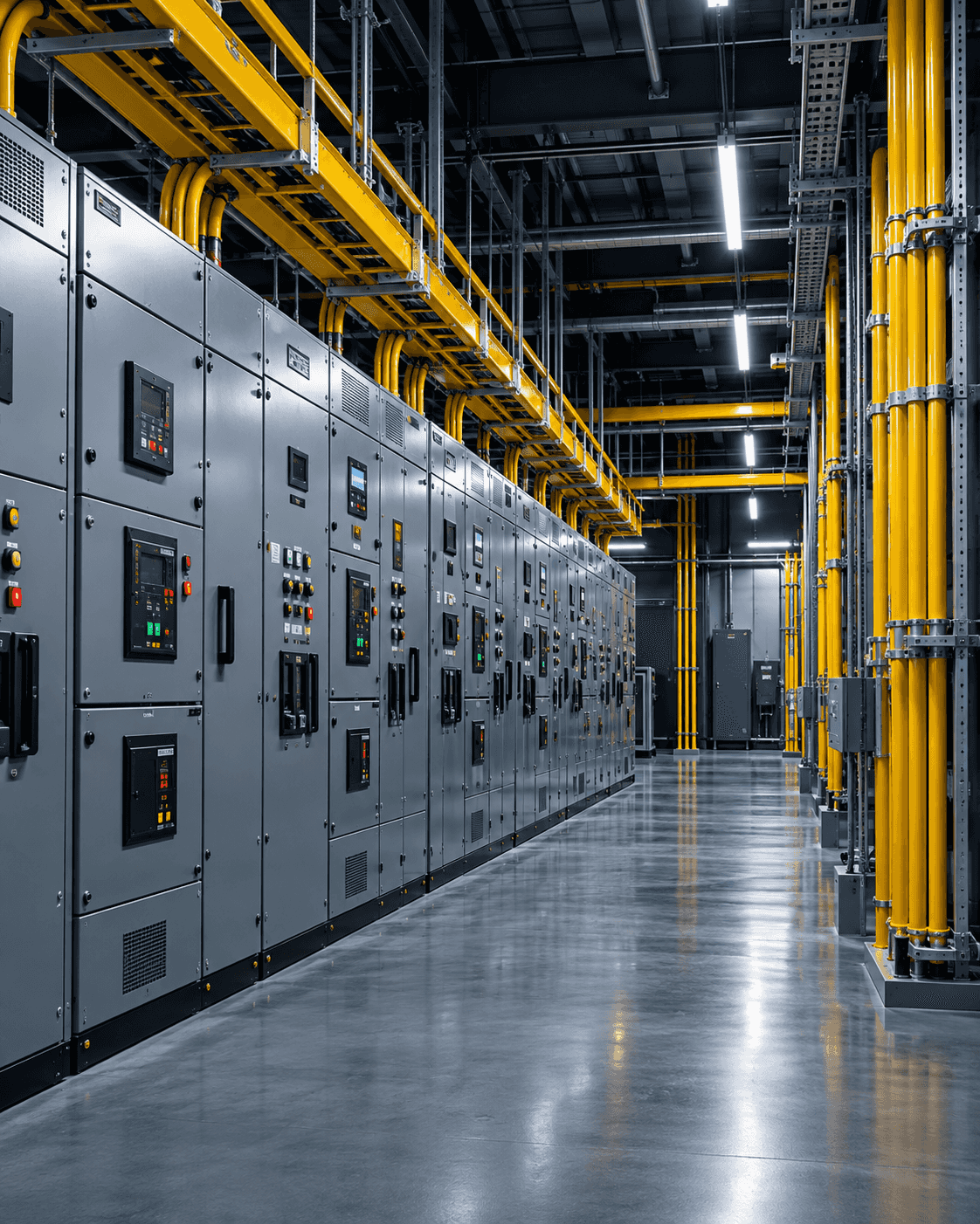 Electrical panels in an electrical room